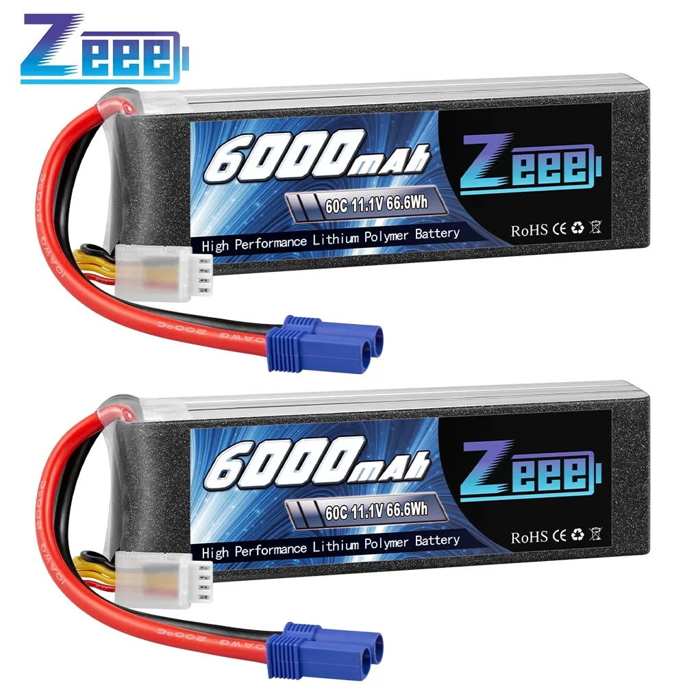 2units Zeee 3S Lipo Battery 11.1V 6000mAh 60C Soft Case Battery with EC5 Plug for Helicopter Plane Quadcopter RC Car