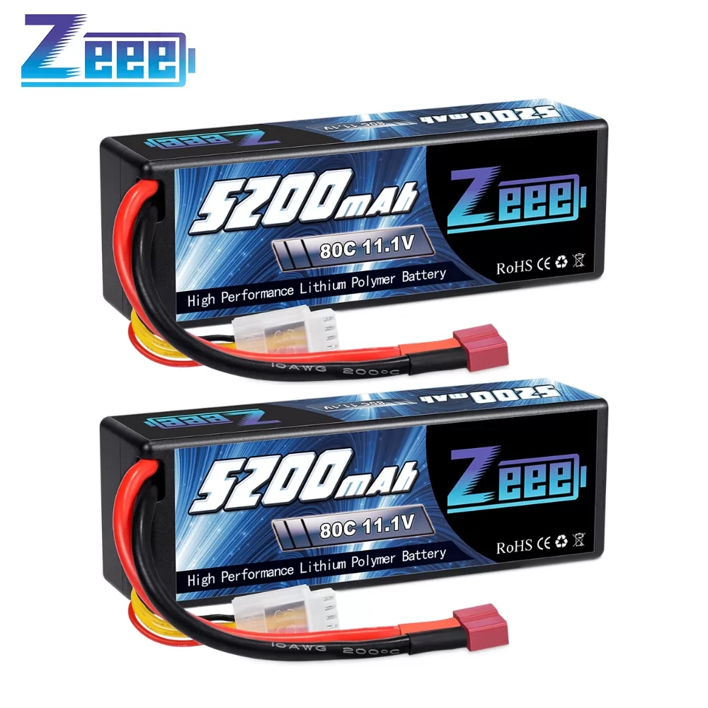 2units Zeee Lipo Battery 3S 11.1V 80C 5200mAh with Deans Plug Hardcase Battery for RC Car Boat Helicopter Airplane Truck