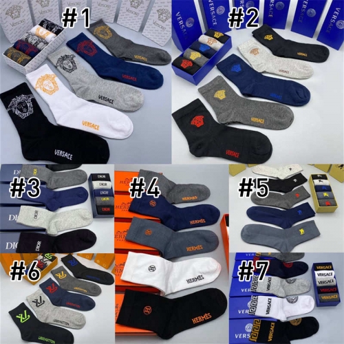 1 box Designer Socks with box(One box contains 5 pairs) #3760