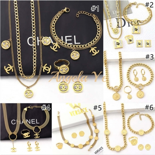 Wholesale fashion Earring and Necklace and Ring and Bracelet set #12363