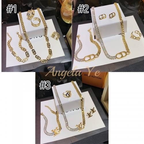 Wholesale Earring & Necklace & Ring & Bracelet set #15338