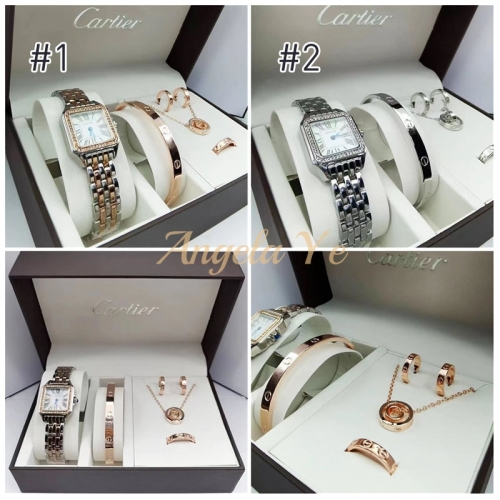 wholesale quartz watch & bracelet & Necklaces & Earrings & Rings set with box for women #15584