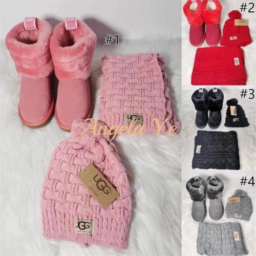 1 set fashion snow boots & scarf & hat free shipping UG #20225