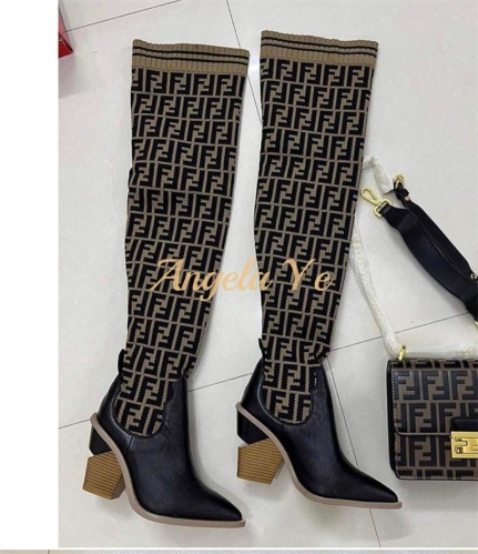 1 Pair Top quality fashion high-heel shoes boots with box free shipping FEI #20425
