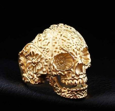 Skull Ring Gold Titanium steel 112