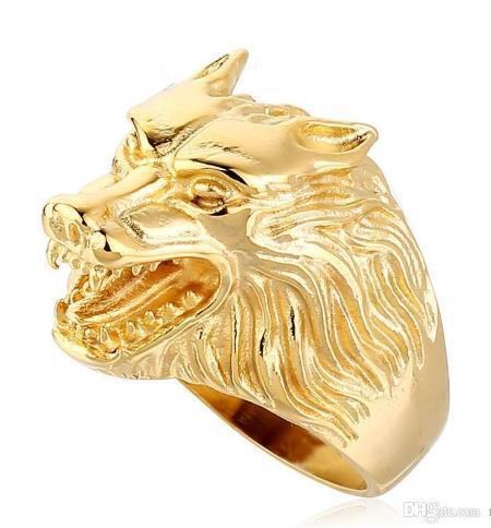 Wolf Ring Gold Titanium steel 113