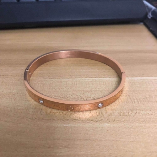 C.a.r.t.i.e.r. Women Bangle Rose gold with Stone wide 5mm Titanium steel no logo 187