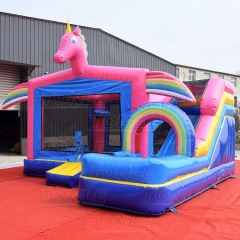 unicorn bounce house slide combo