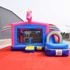 unicorn bounce house slide combo