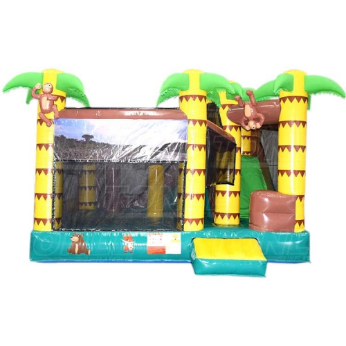 jungle monkey inflatable bounce house jump castle slide combo for sale