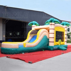 Tropical rainforest palm tree water slide inflatable bounce house combo