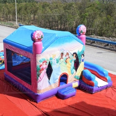 custom disney princess theme inflatable bounce house castle with slide combo for kids