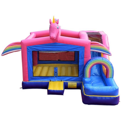 unicorn bounce house slide combo