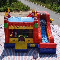 5 in 1 happy birthday cake inflatable castle bounce house with slide combo for kids party rental