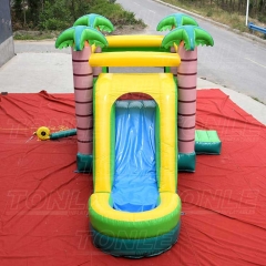 tropical palm tree inflatable combo jump castle bounce house with dual slides combo