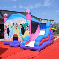 custom disney princess theme inflatable bounce house castle with slide combo for kids