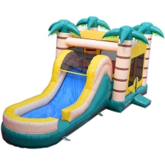 Tropical rainforest palm tree water slide inflatable bounce house combo