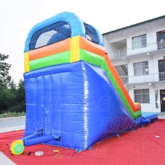water slide with pool