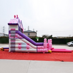 pink slide with detachable pool