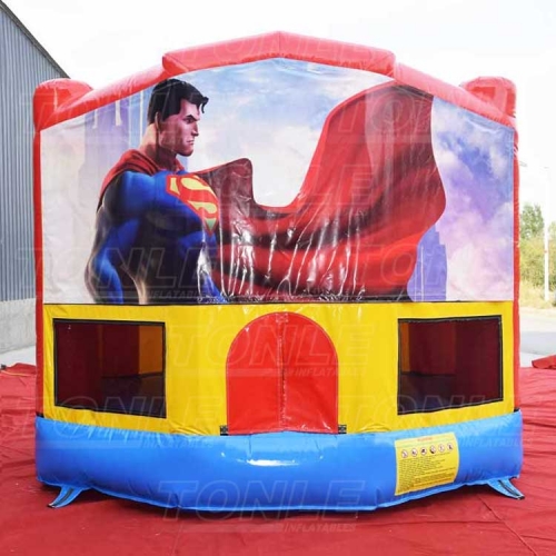 Inflatable moonwalk w/ superman banner