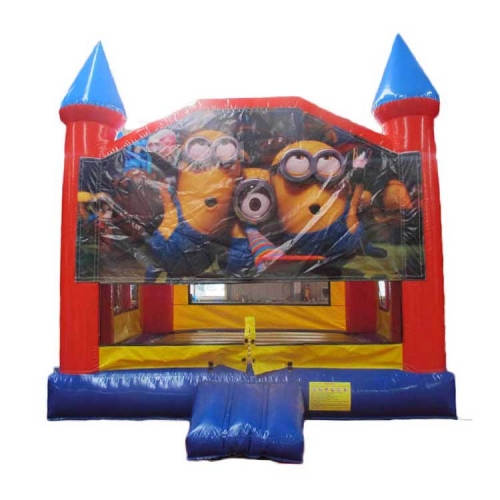 Inflatable castle jumper w/ minion banner