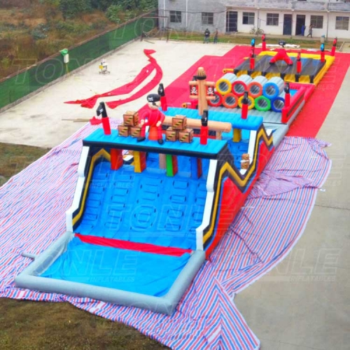 pirate inflatable obstacle course on water