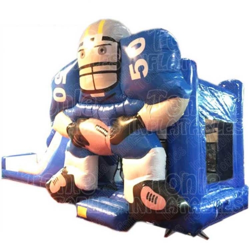 football player bouncer castle with slide
