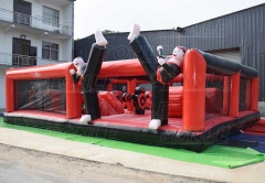 customized red and black small inflatable ninja jumping castle playground for sale