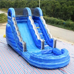 blue wave splash inflatable water slide