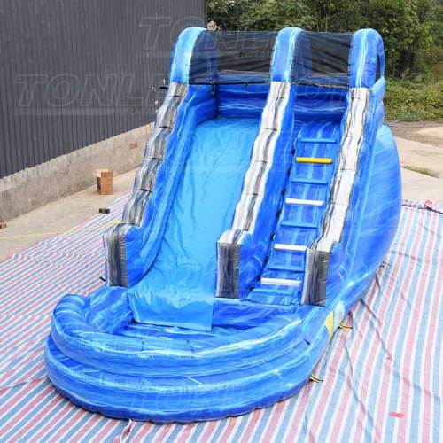 blue wave splash inflatable water slide
