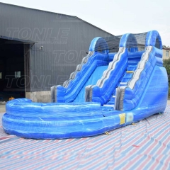 blue wave splash inflatable water slide