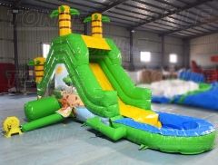 mini green jungle inflatable water slide