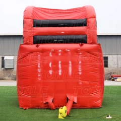 red inflatable water slide with pool