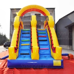 double lane back inflatable water slide