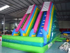 factory large inflatable double slideway water slide with pool