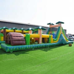 cheap green inflatable jungle obstacle course