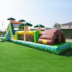 cheap green inflatable jungle obstacle course