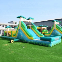 cheap green inflatable jungle obstacle course