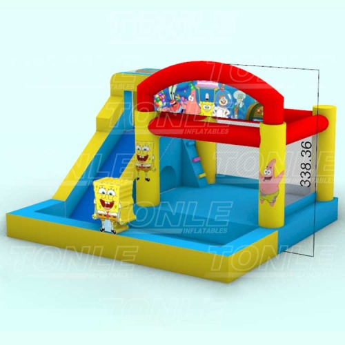 new design indoor kids cheap inflatable Cartoon character bouncy castle with water slide