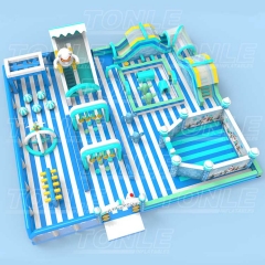 large new design cyan custom factory commercial inflatable theme park kids playground