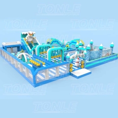 large new design cyan custom factory commercial inflatable theme park kids playground