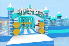 large new design cyan custom factory commercial inflatable theme park kids playground