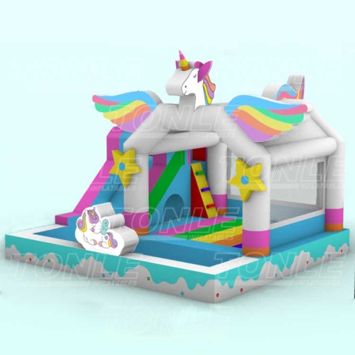 factory inflatable unicorn bounce house jumper castle moonwalk combo water slide
