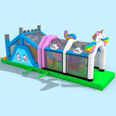 mini custom kids inflatable unicorn obstacle course games bounce house