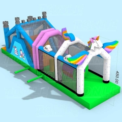 mini custom kids inflatable unicorn obstacle course games bounce house