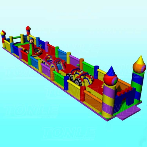 small cheap wholesale custom inflatable rainbow bouncer obstacle course match