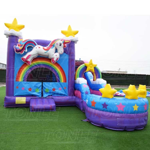 custom wholesale factory inflatable unicorn bounce house with slide bouncy castle jumper