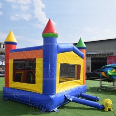 Classic red, yellow and blue castle-style inflatable bounce house for sale
