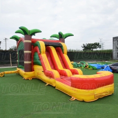 Hot Air Balloon inflatable bounce house jumping castle with dual lane water slide for sale