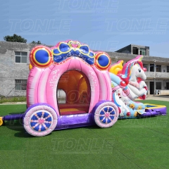 Customized carriage bounce bed slide with pool for sale